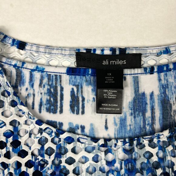 Ali Miles Tunic Shirt Abstract Print 3/4 Sleeve Wearable Art Casual Textured 1X - Picture 4 of 10